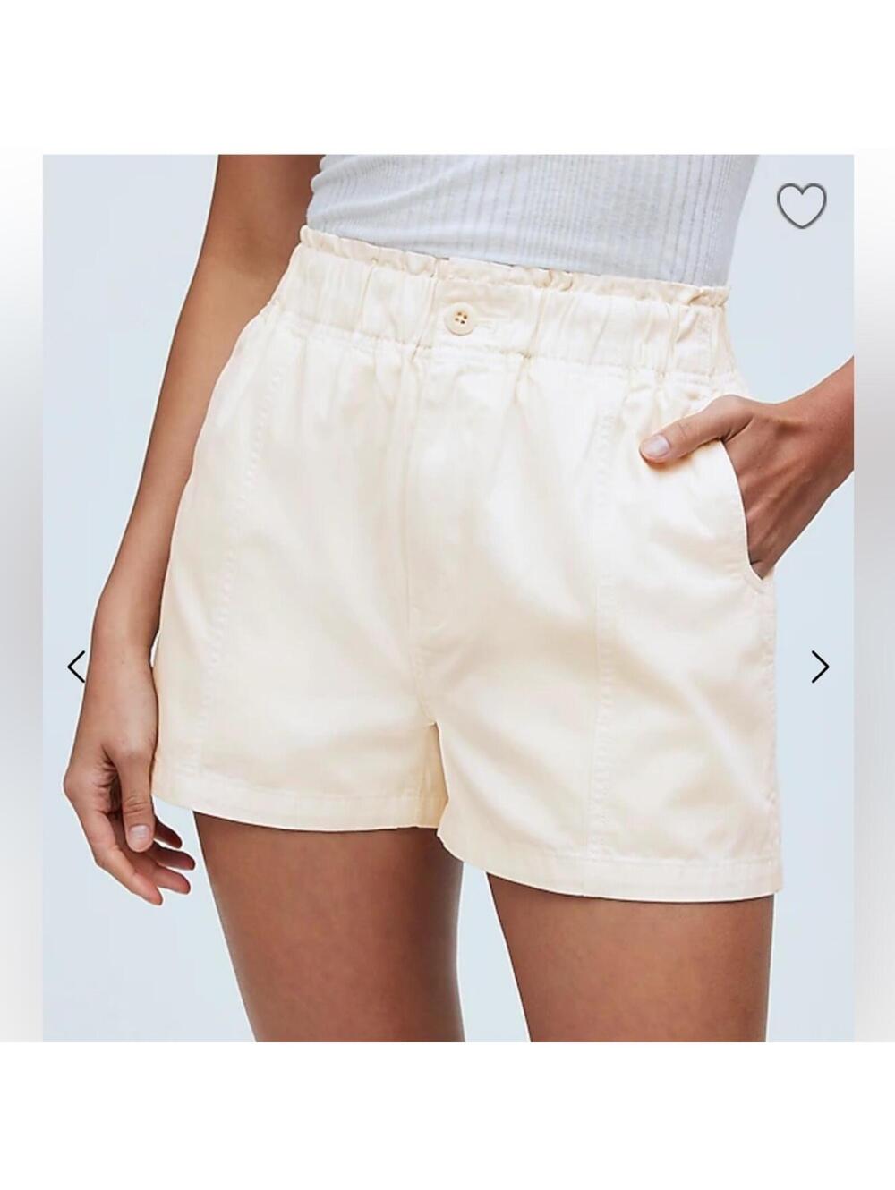 NWT Madewell Paperbag Pull On Shorts Antique Cream Size 27
